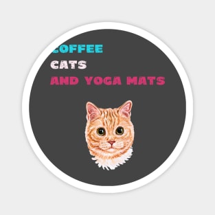 Coffee cats and yoga mats funny yoga and cat drawing Magnet